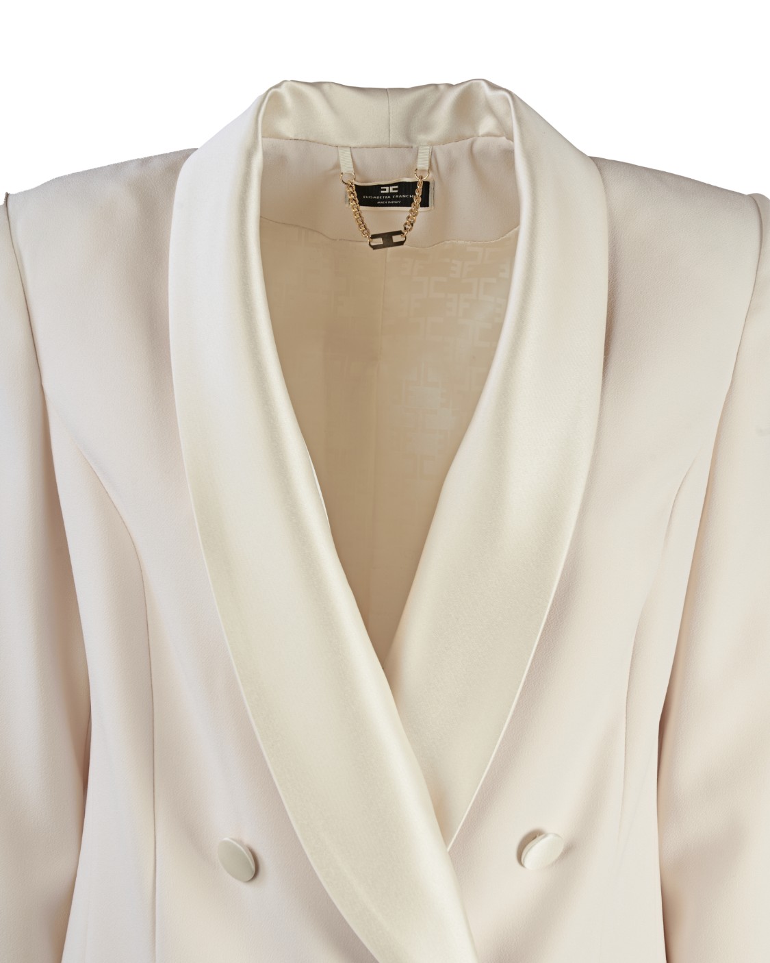 shop ELISABETTA FRANCHI Saldi Giacca: Elisabetta Franchi giacca doppiopetto in crêpe e raso.
Giacca doppiopetto in crêpe fermo con collo sciallato.
Bottoni e bordi delle tasche in raso duchesse.
Fodera in raso monogram.
Accessorio e bottoni in metallo dorato.
Composizione: 100% Poliestere.
Fabbricato in Italia.. GI09337E2-193 number 4081303